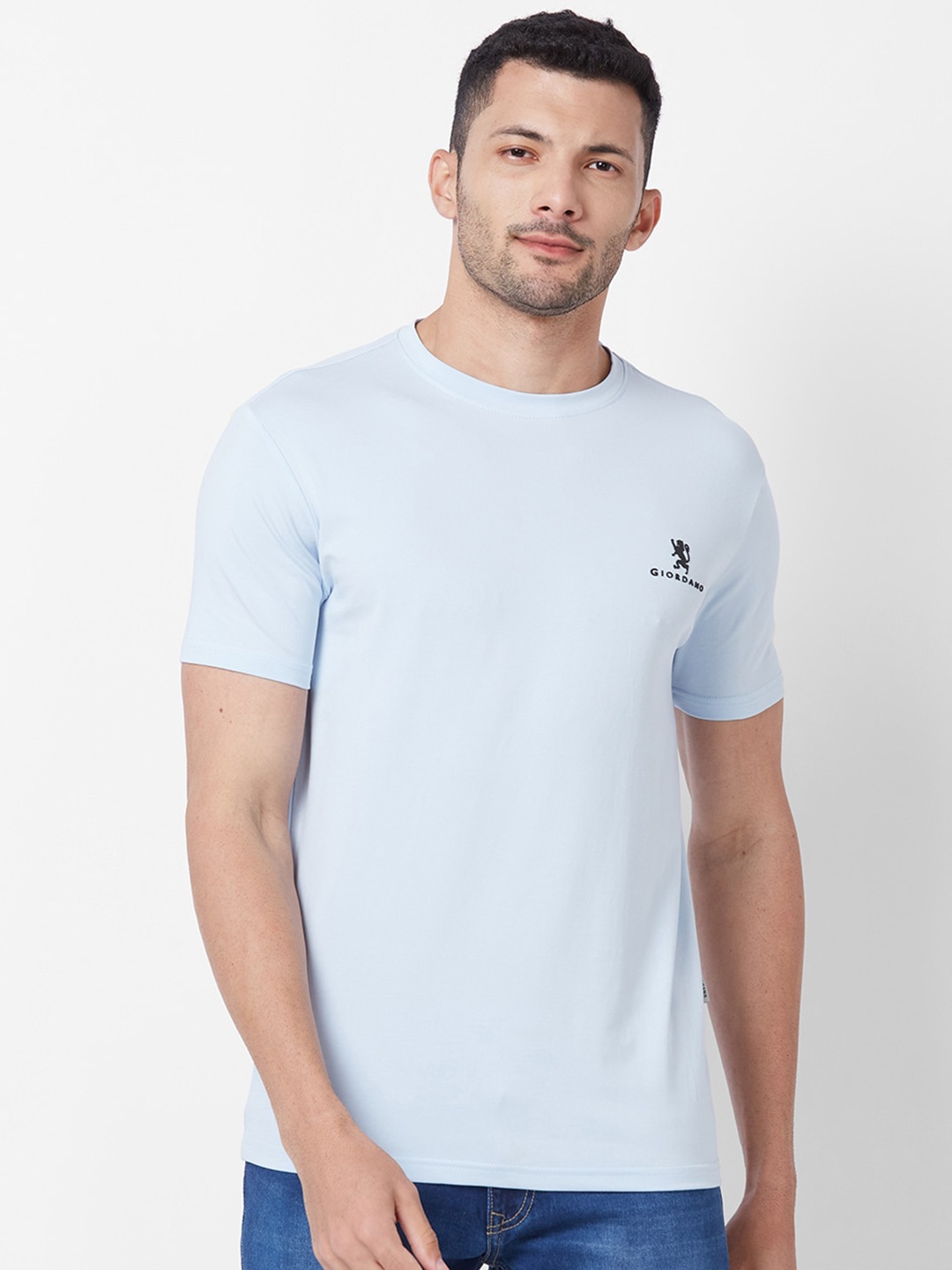 

GIORDANO Slim Fit Round Neck Pure Cotton T-shirt, Blue