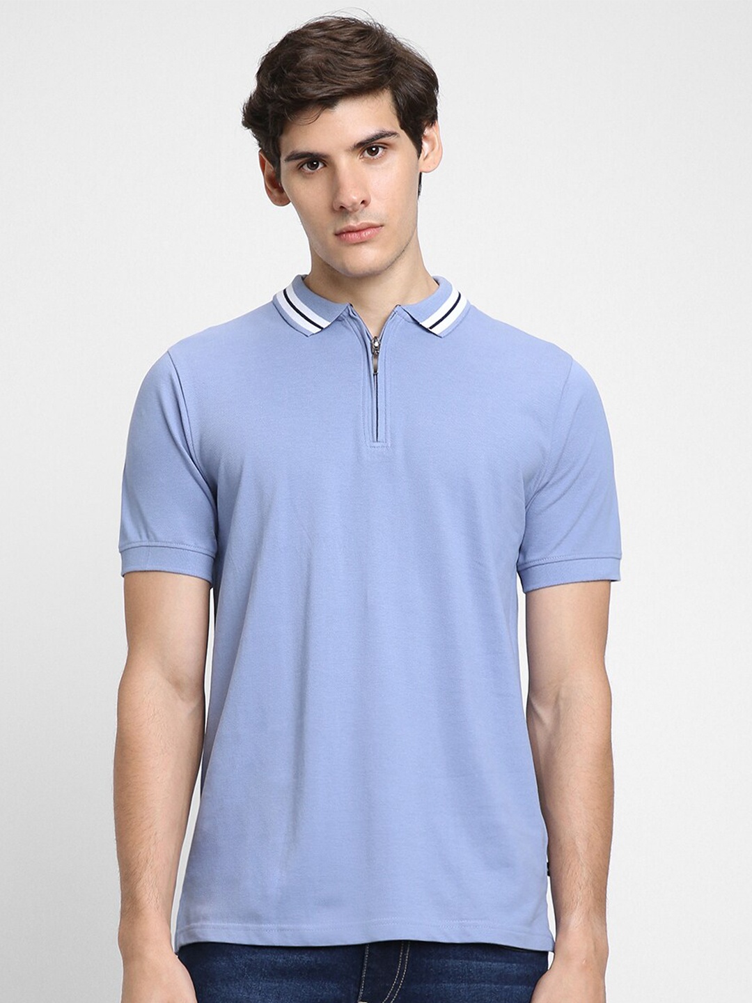 

Dennis Lingo Polo Collar Cotton T-shirt, Blue