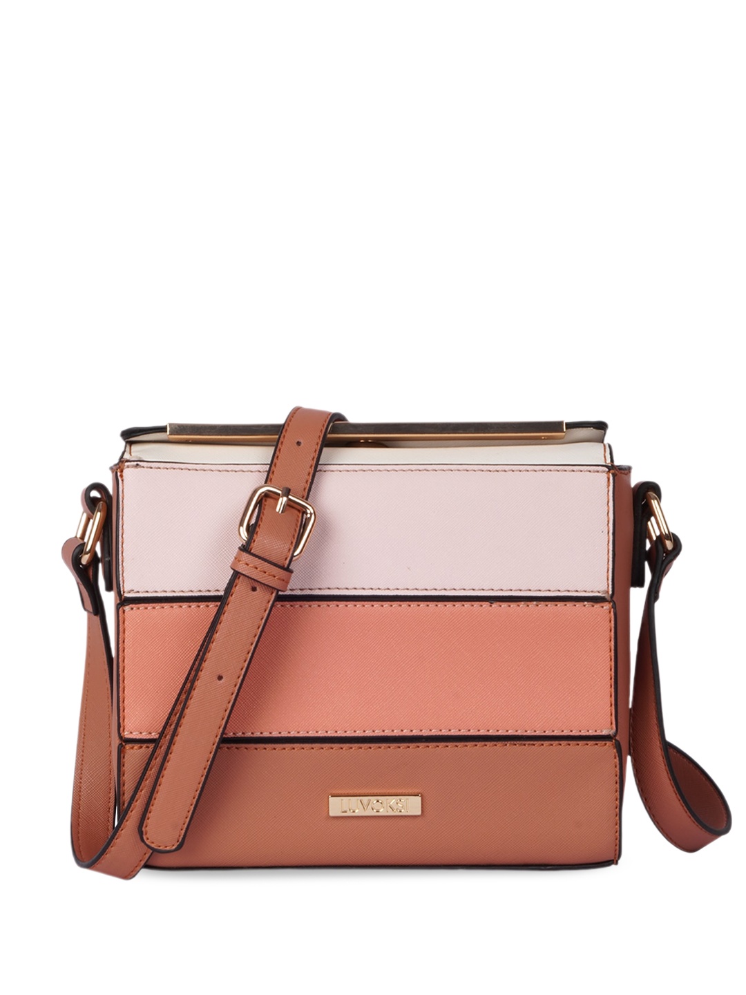 

Luvoksi Colourblocked Structured Sling Bag, Brown