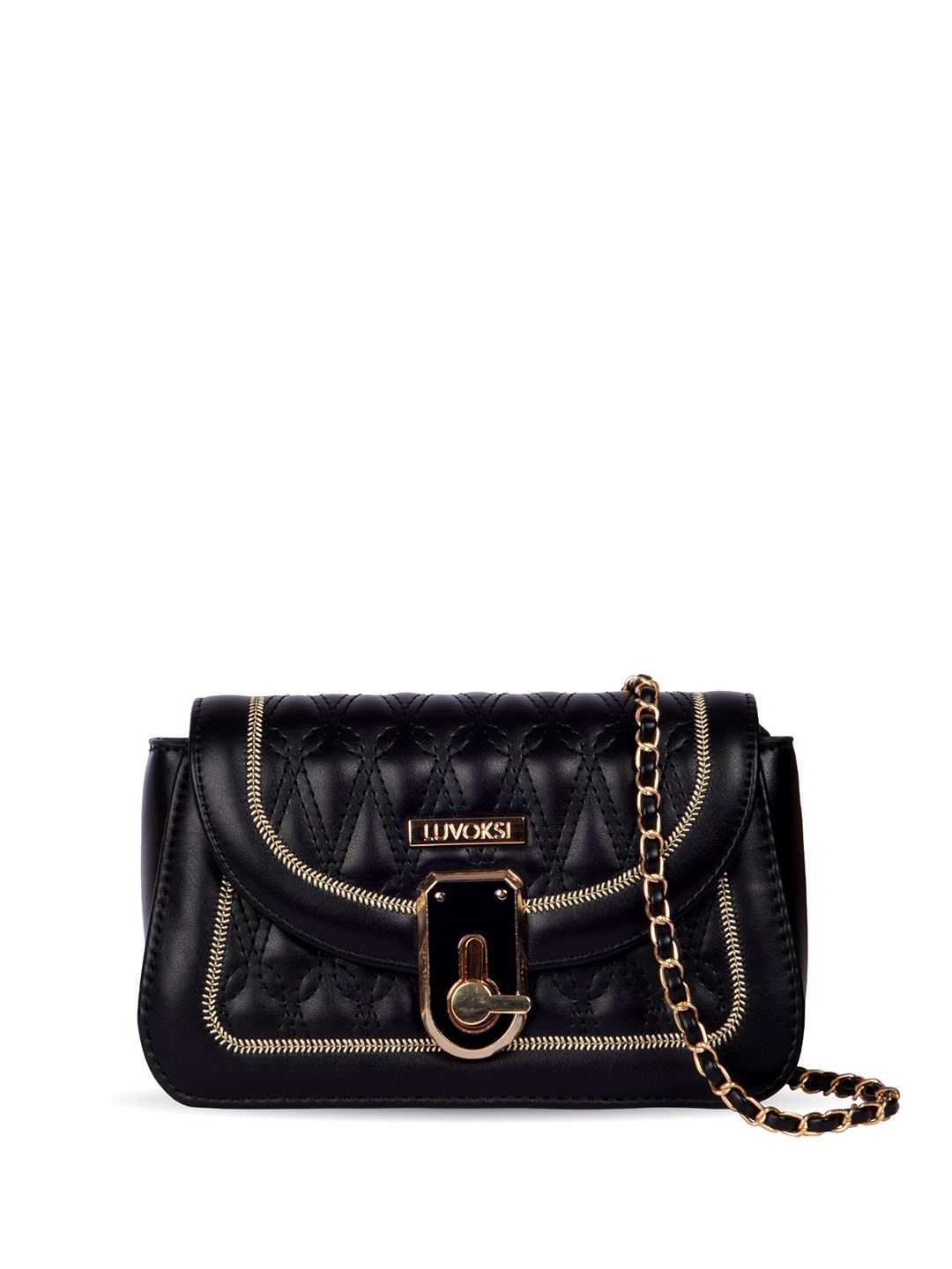 

Luvoksi Quilted Structured Sling Bag, Black