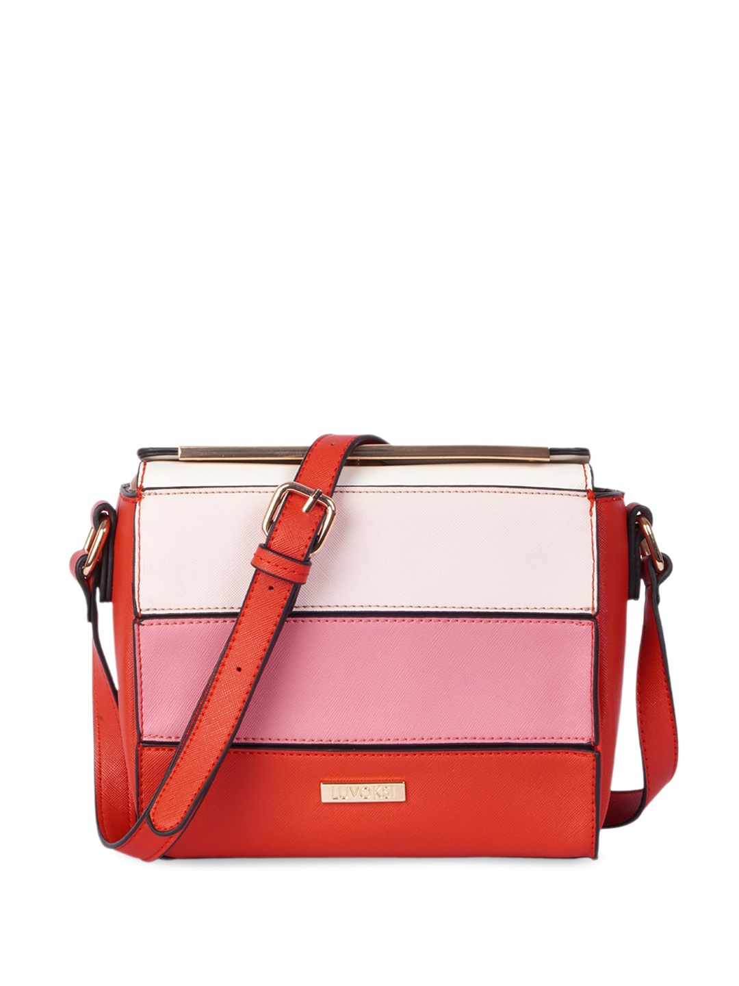 

Luvoksi Colourblocked PU Structured Sling Bag, Red