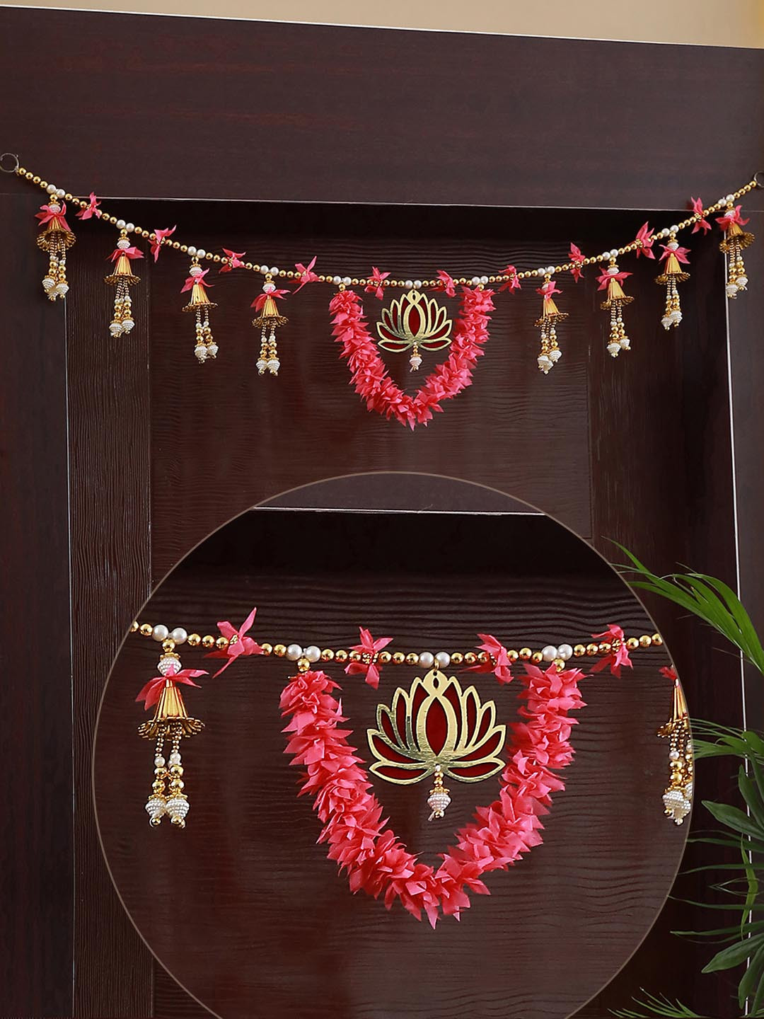 

TIED RIBBONS Pink Wall Door Hanging Bandhanwar Toran