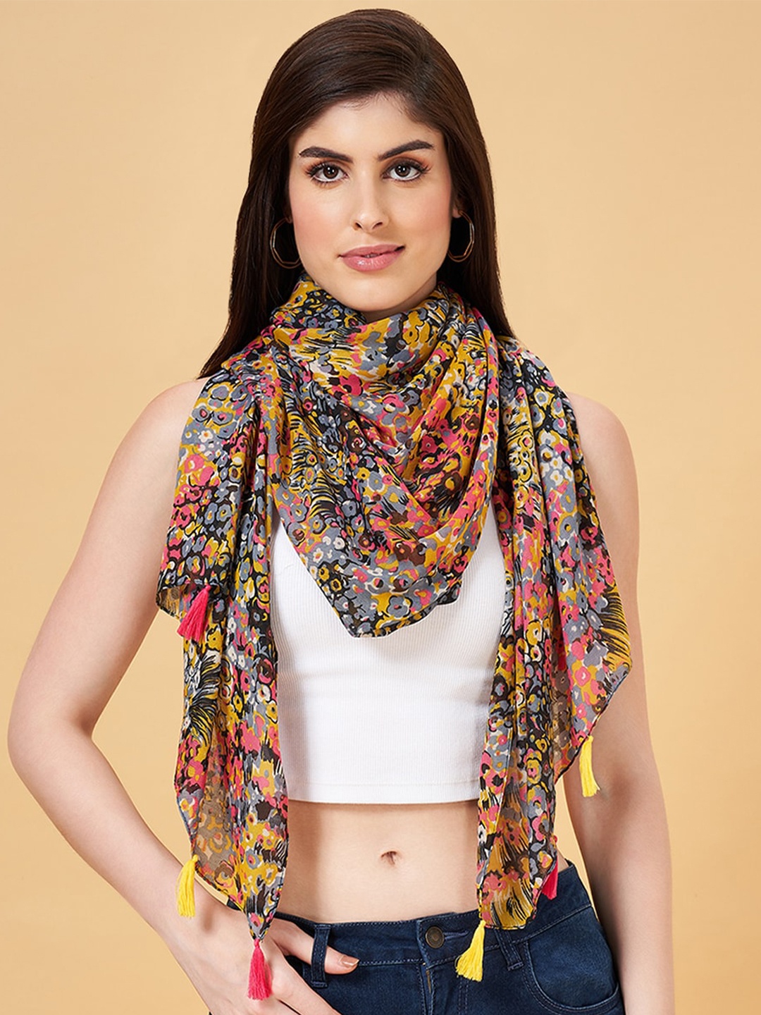 

Honey by Pantaloons Floral Printed Scarf, Grey