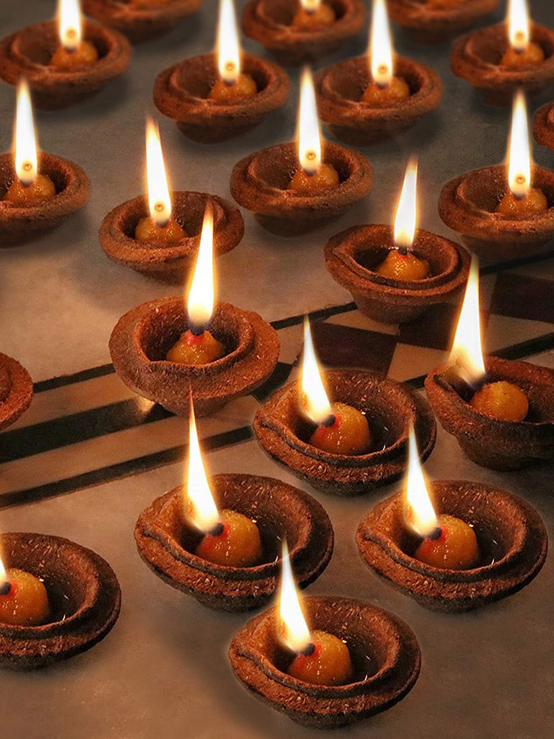 

TIED RIBBONS Brown 12 Pieces Cow Dung Diwali Diya