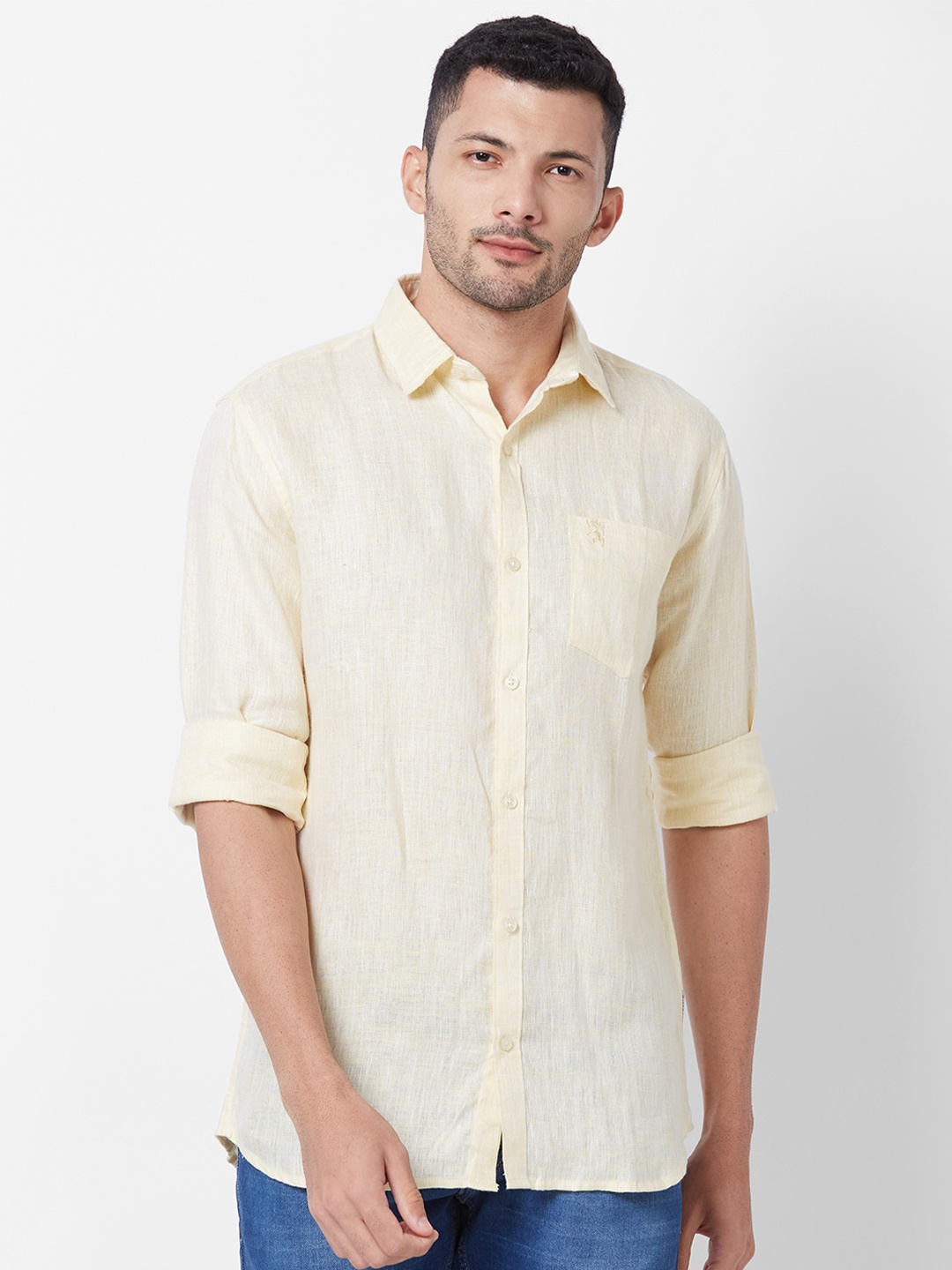 

GIORDANO Slim Fit Opaque Pure Cotton Casual Shirt, Yellow