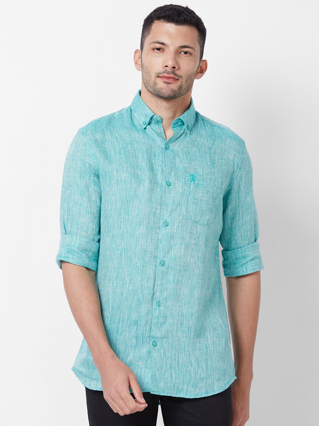 

GIORDANO Button-Down Collar Slim Fit Pure Cotton Casual Shirt, Blue