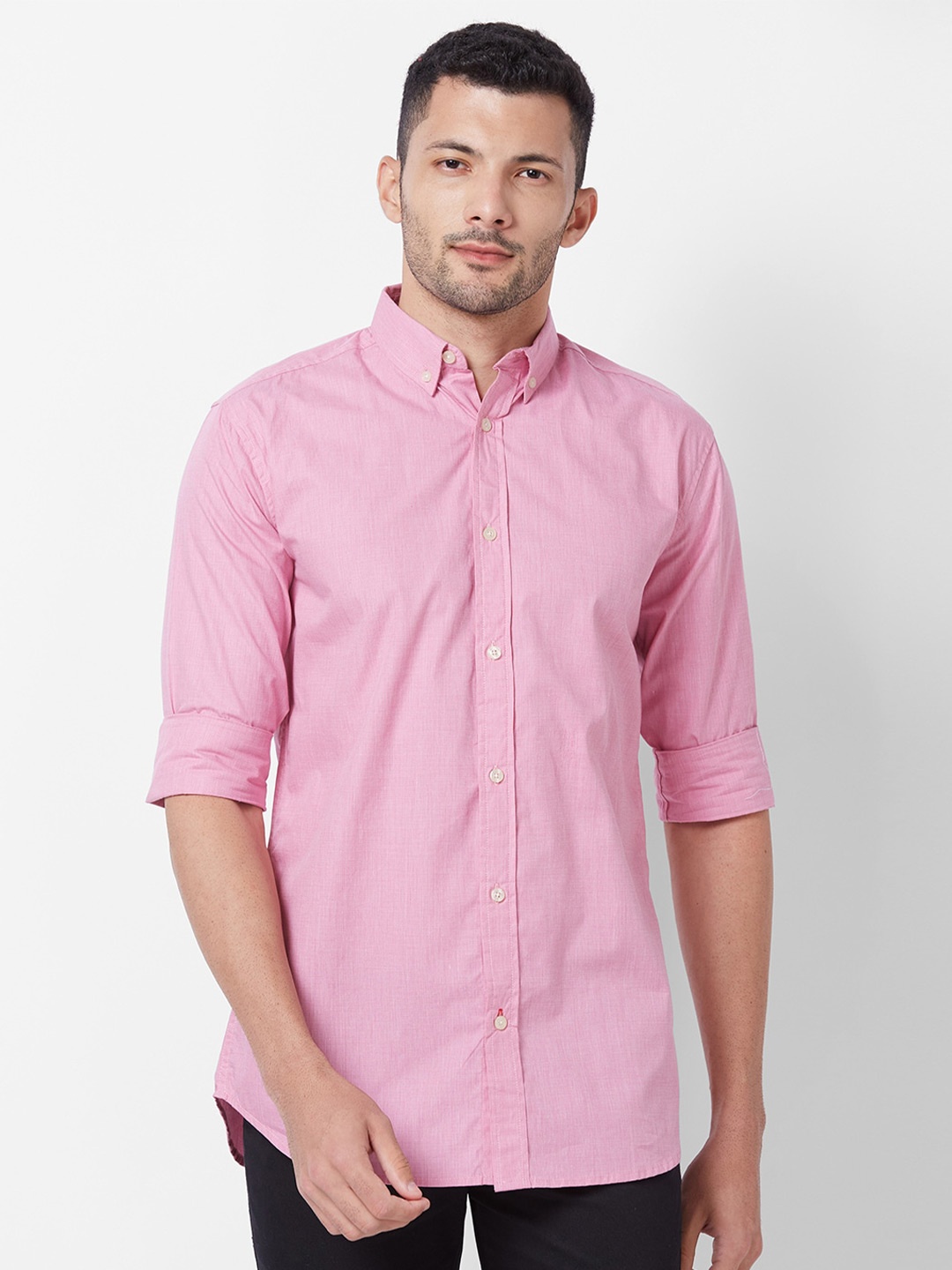 

GIORDANO Button-Down Collar Slim Fit Pure Cotton Casual Shirt, Pink