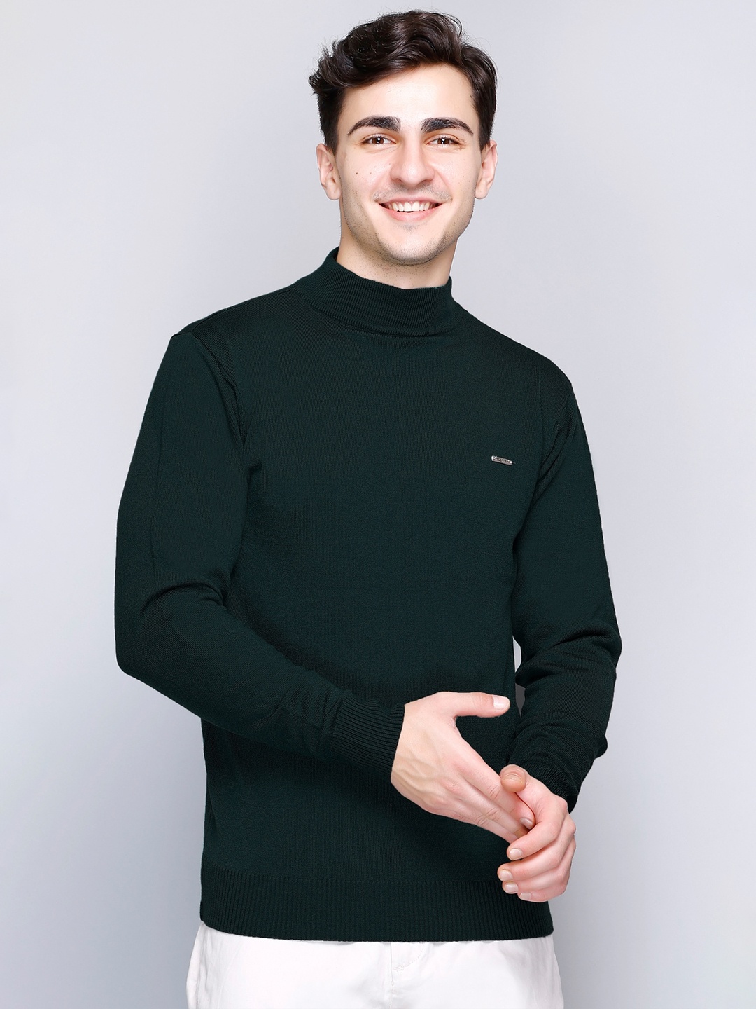 

GODFREY High Neck Woollen Pullover, Green