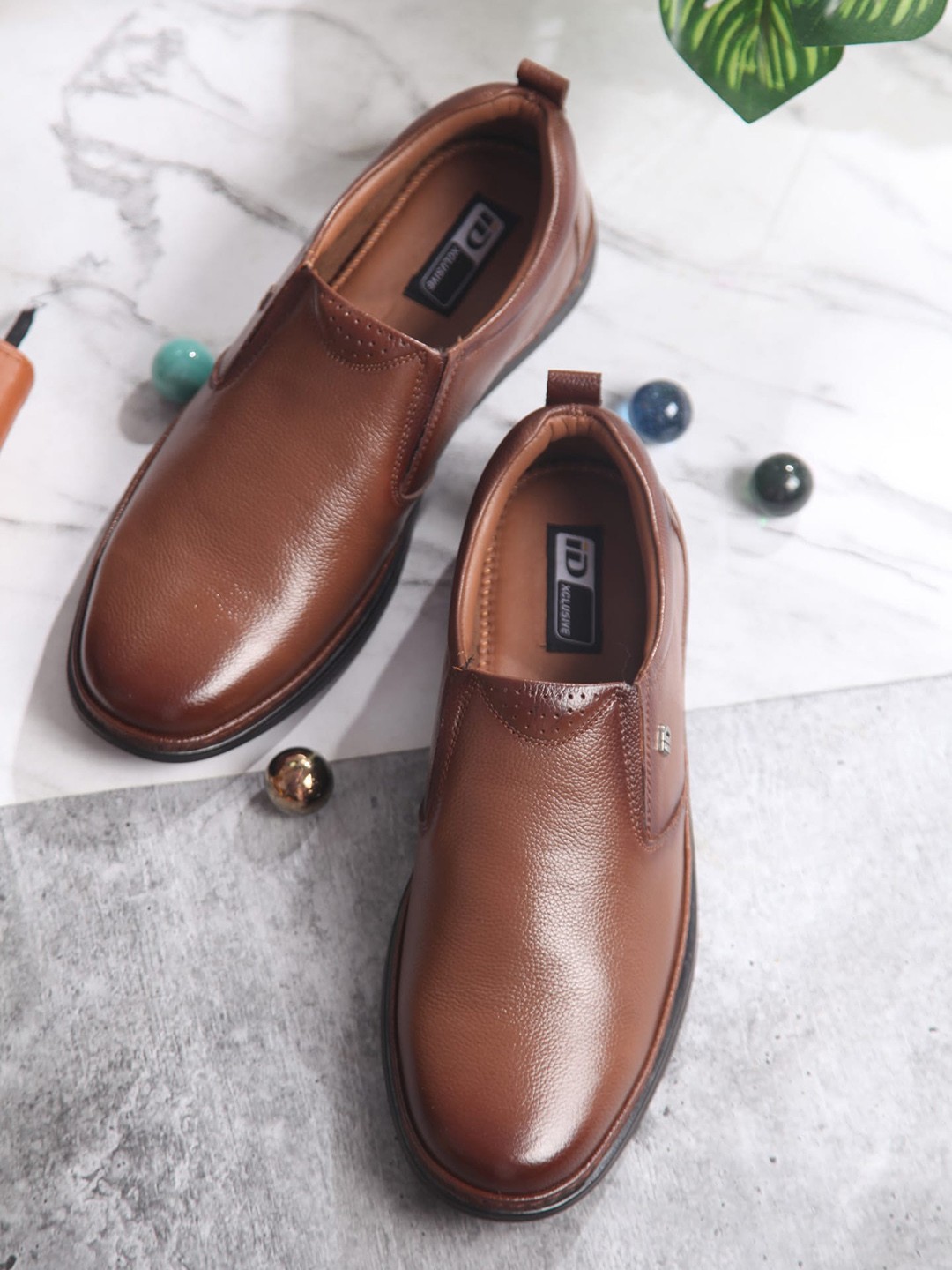 

ID Men Slip-On Semi-Formal Shoes, Tan