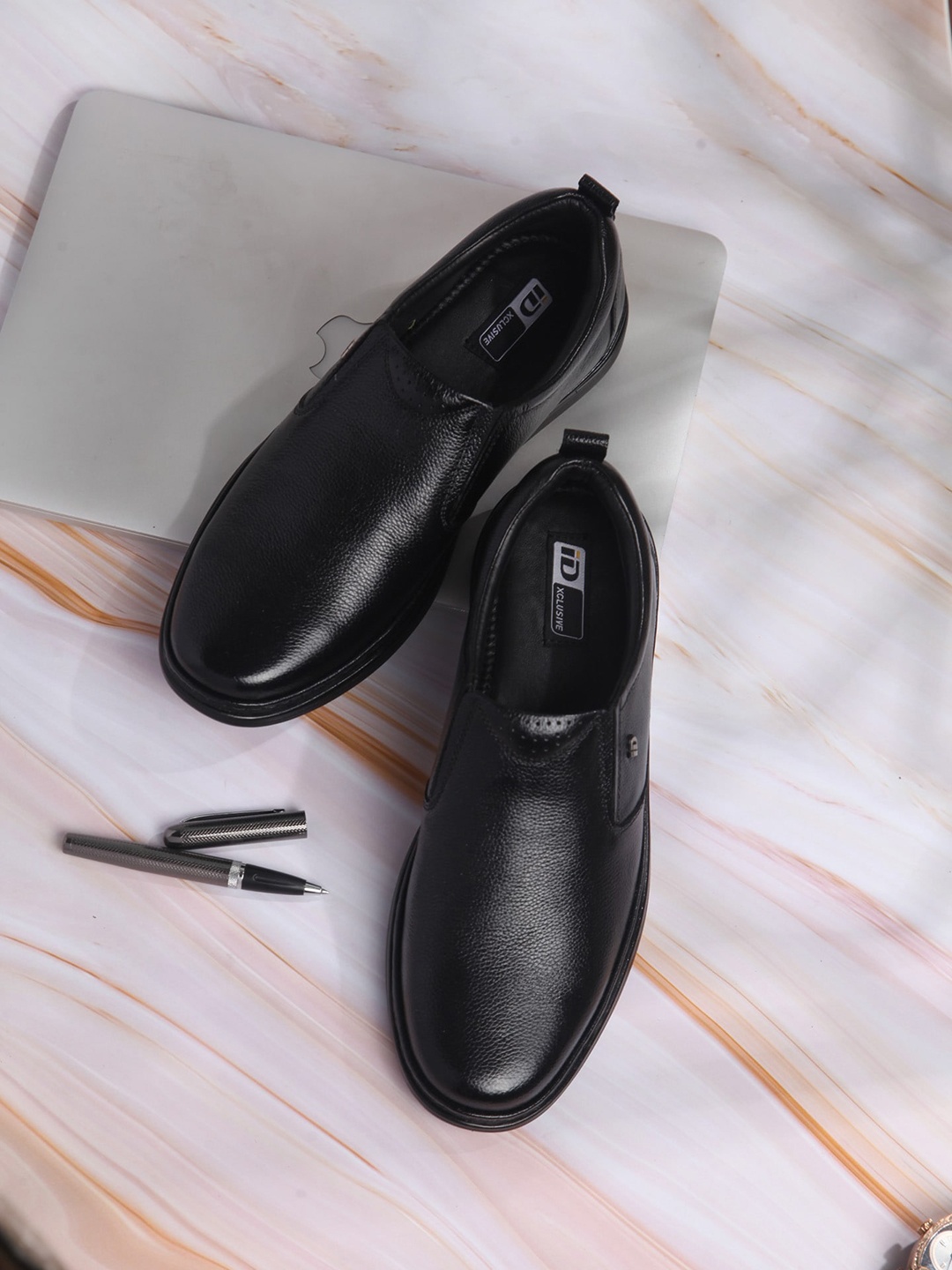 

ID Men Textured Leather Light Weight Anti-Skid Slip-On Shoes, Black