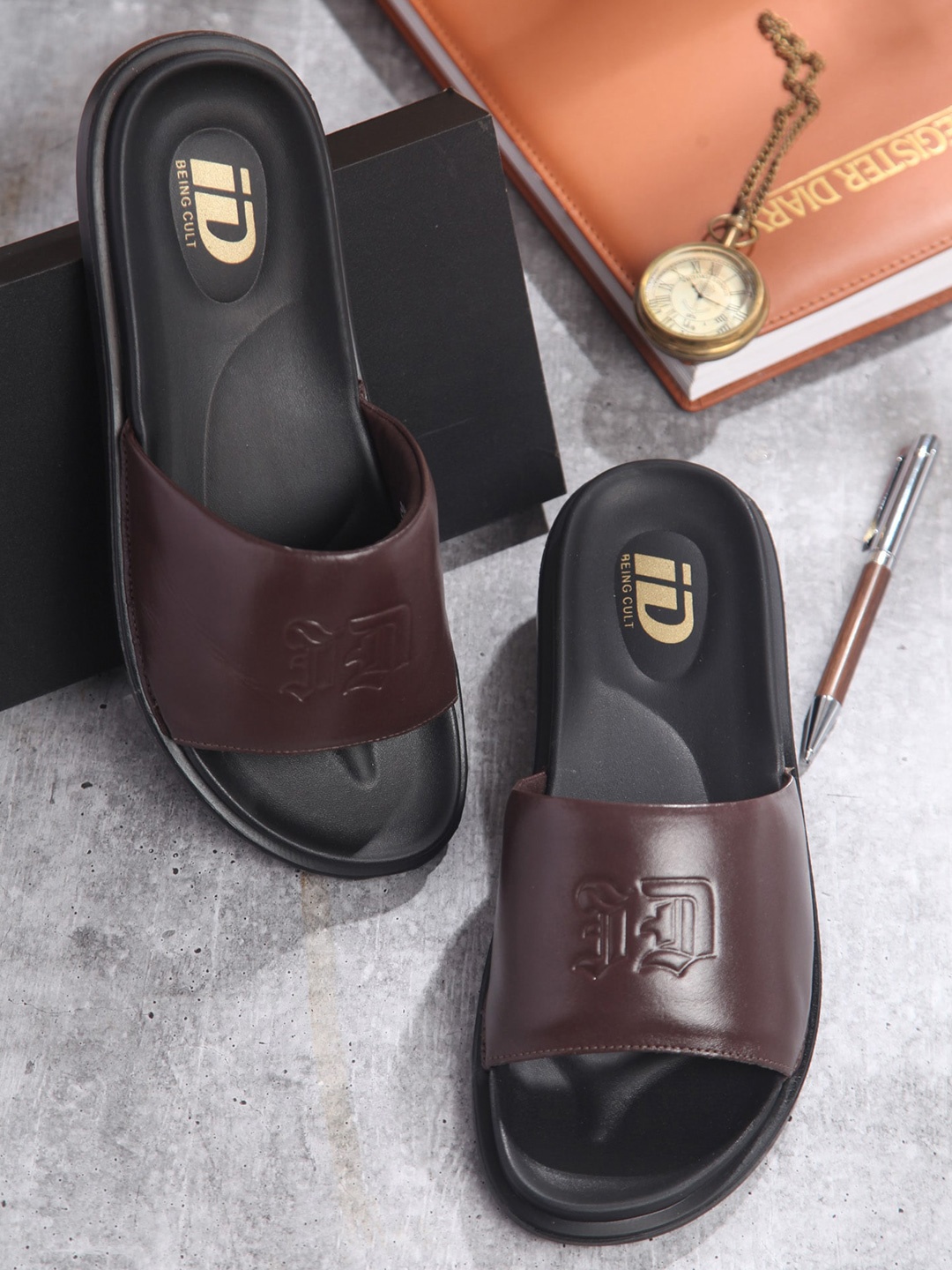 

ID Leather Comfort Sandals, Burgundy