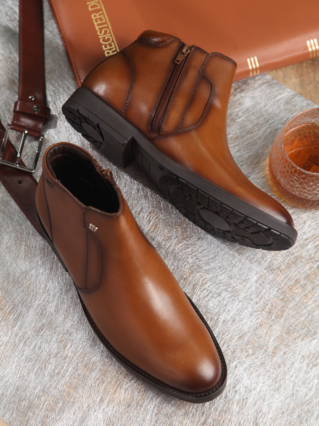 

ID Men Platform-Heeled Regular Boots, Tan