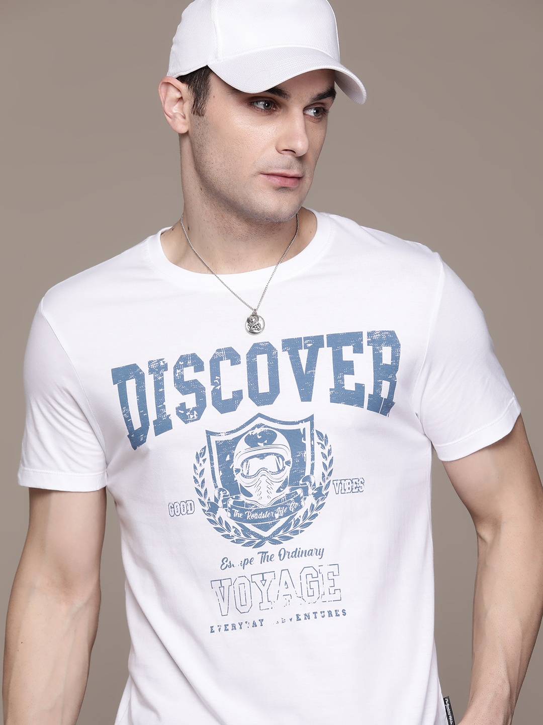 

RThe Roadster Lifestyle Co. Typography Printed Pure Cotton T-shirt, White