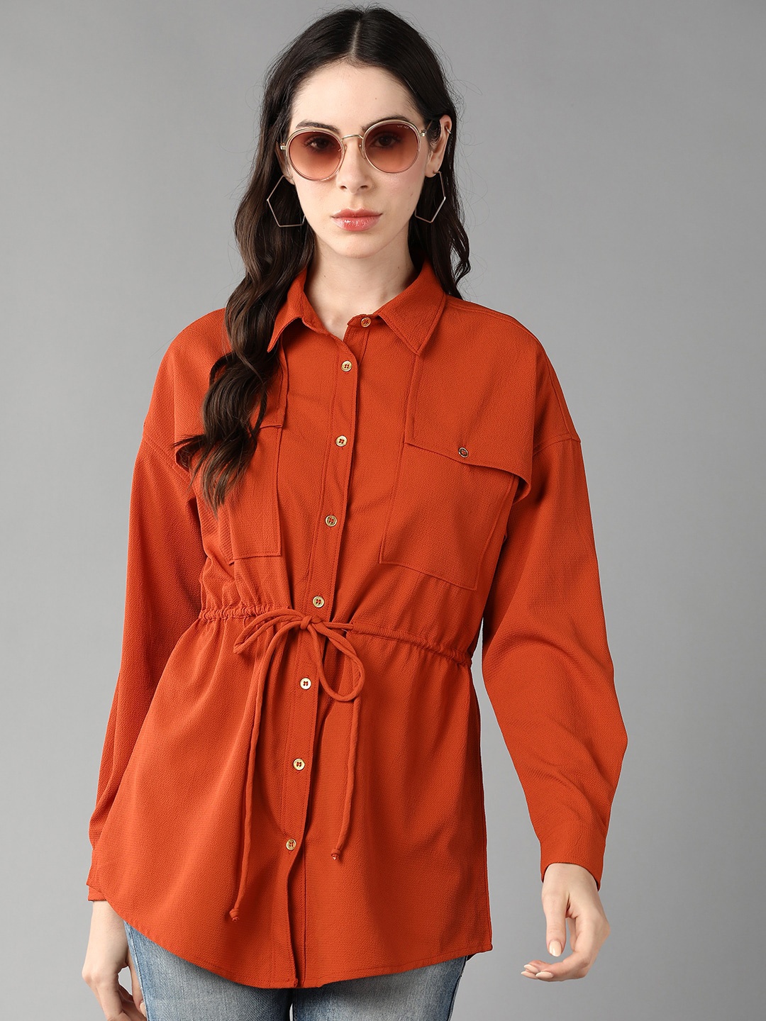 

Roadster Rust Short Collar Shirt Style Top