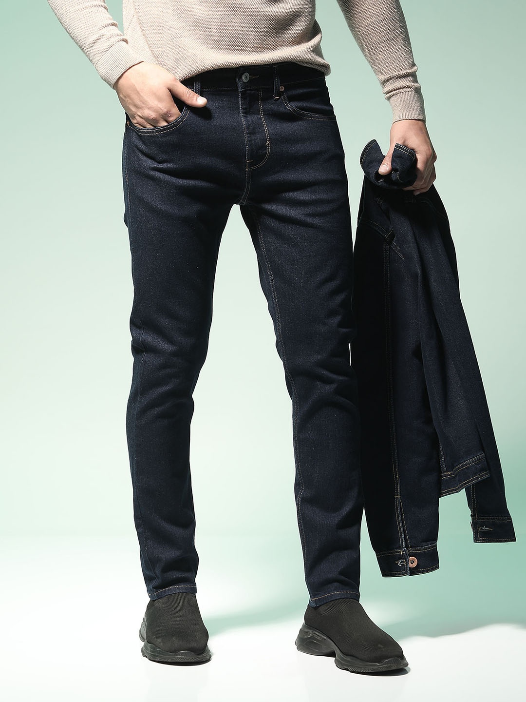 

Flying Machine Men Tapered Fit Stretchable Jeans, Blue
