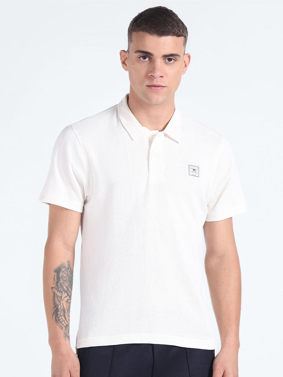 

Flying Machine Polo Collar Cotton T-shirt, White