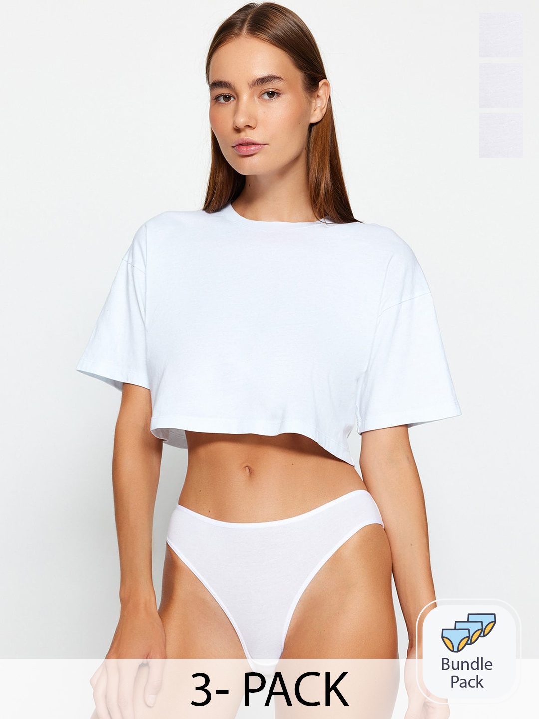 

Trendyol Women Mid Rise Cotton Briefs, White