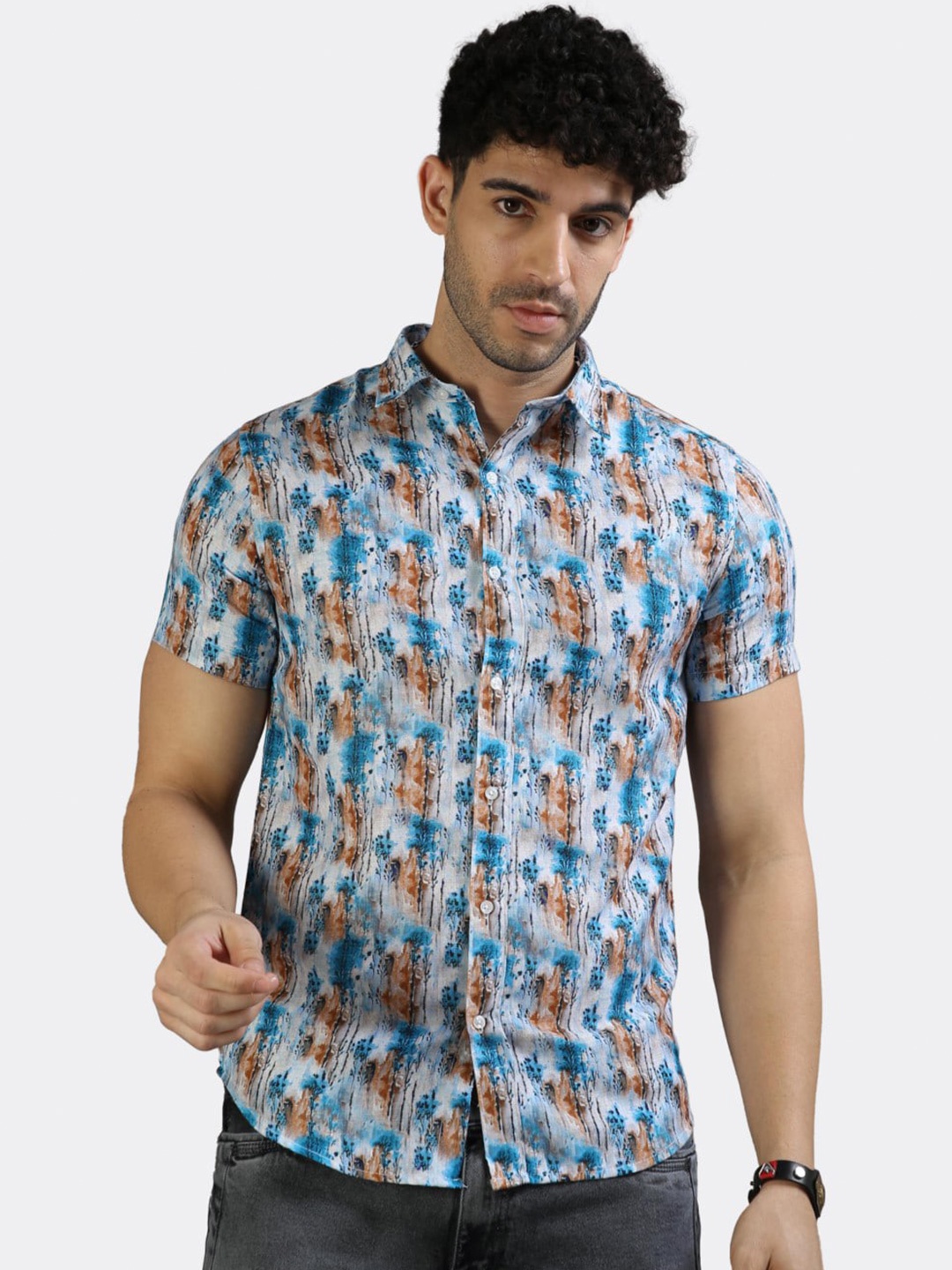 

BADMAASH Floral Printed Slim Fit Opaque Casual Shirt, Blue