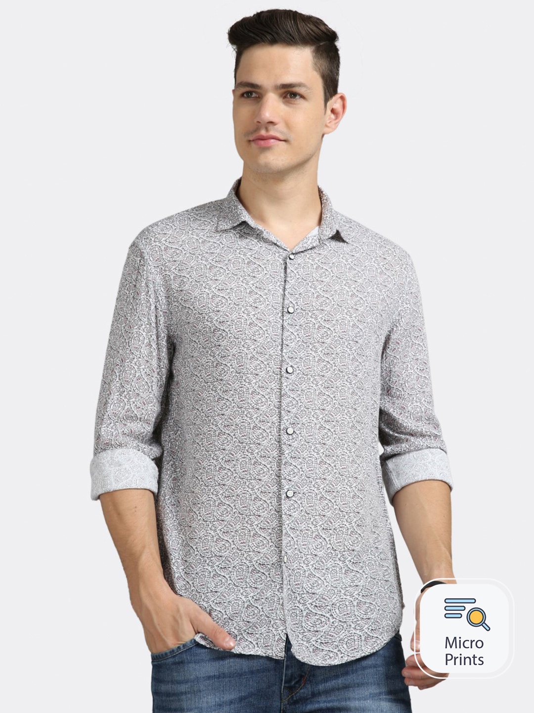 

BADMAASH Paisley Printed Slim Fit Casual Shirt, White