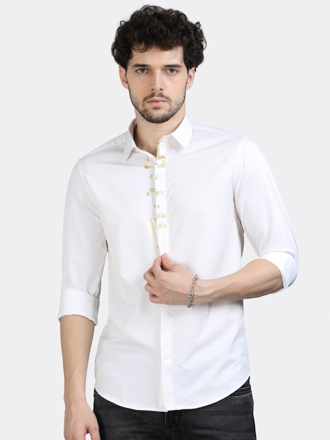 

BADMAASH Slim Fit Pure Cotton Casual Shirt, White