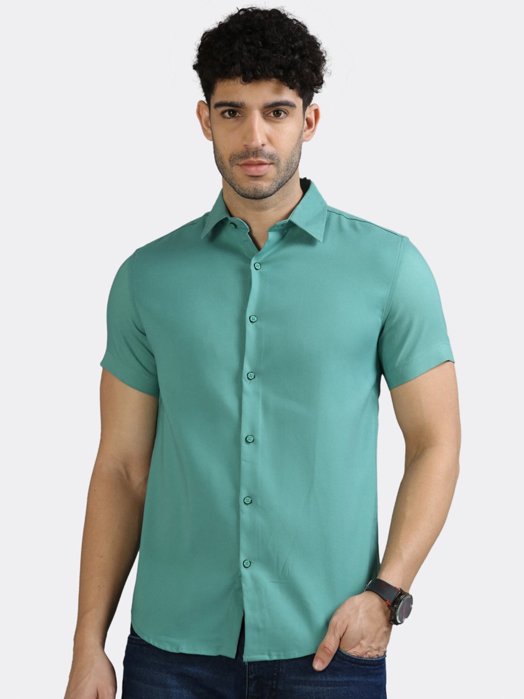 

BADMAASH Slim Fit Casual Shirt, Green