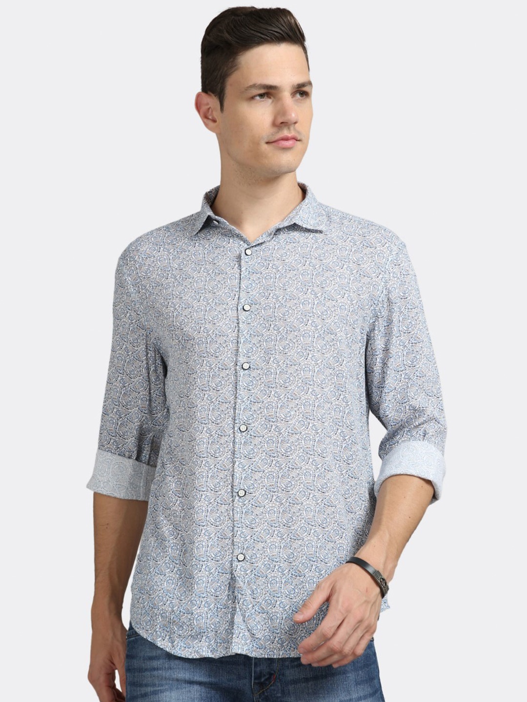 

BADMAASH Slim Fit Floral Opaque Printed Casual Shirt, Blue