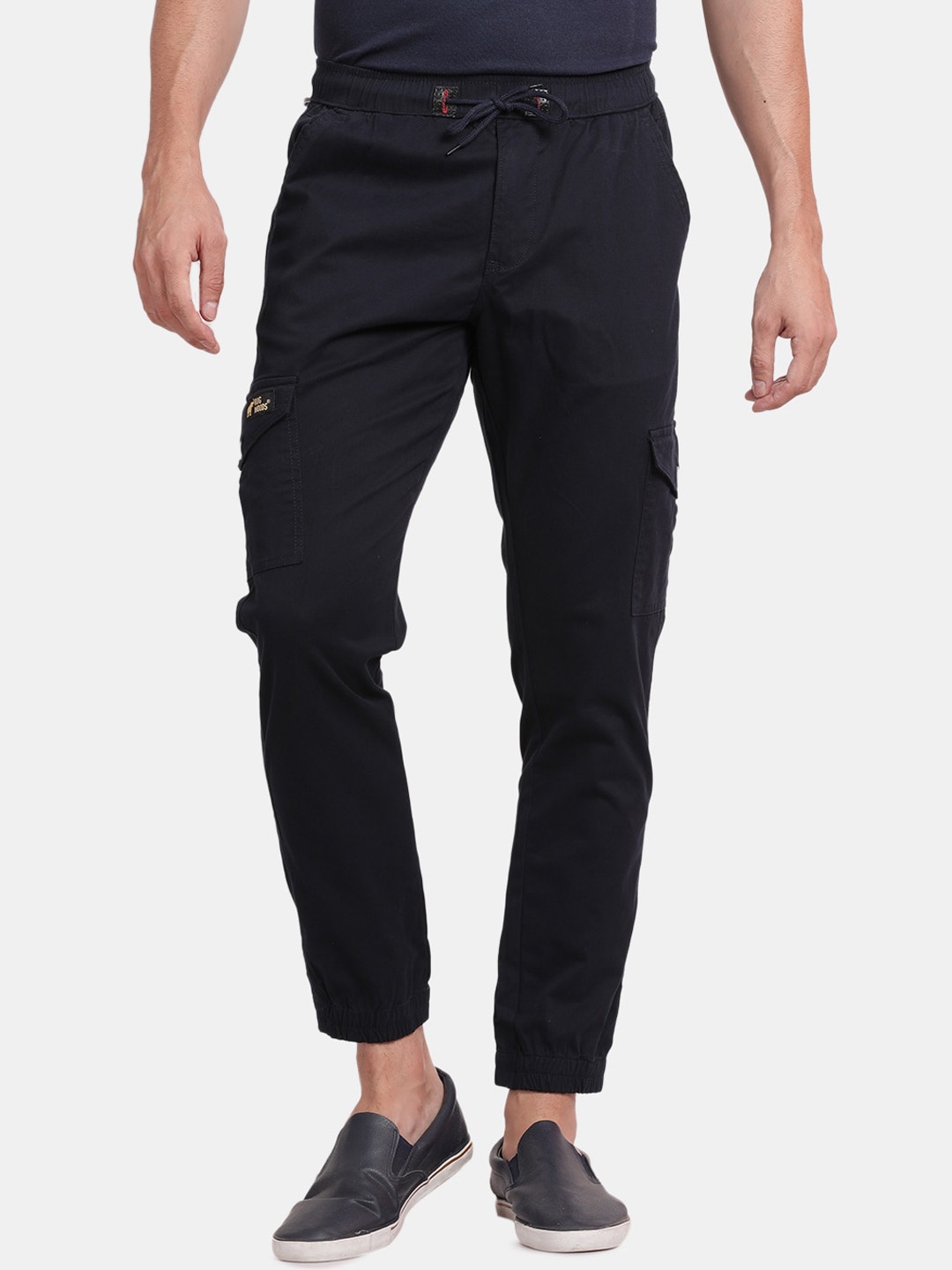 

RUG WOODS Men Classic Easy Wash Pure Cotton Joggers, Navy blue