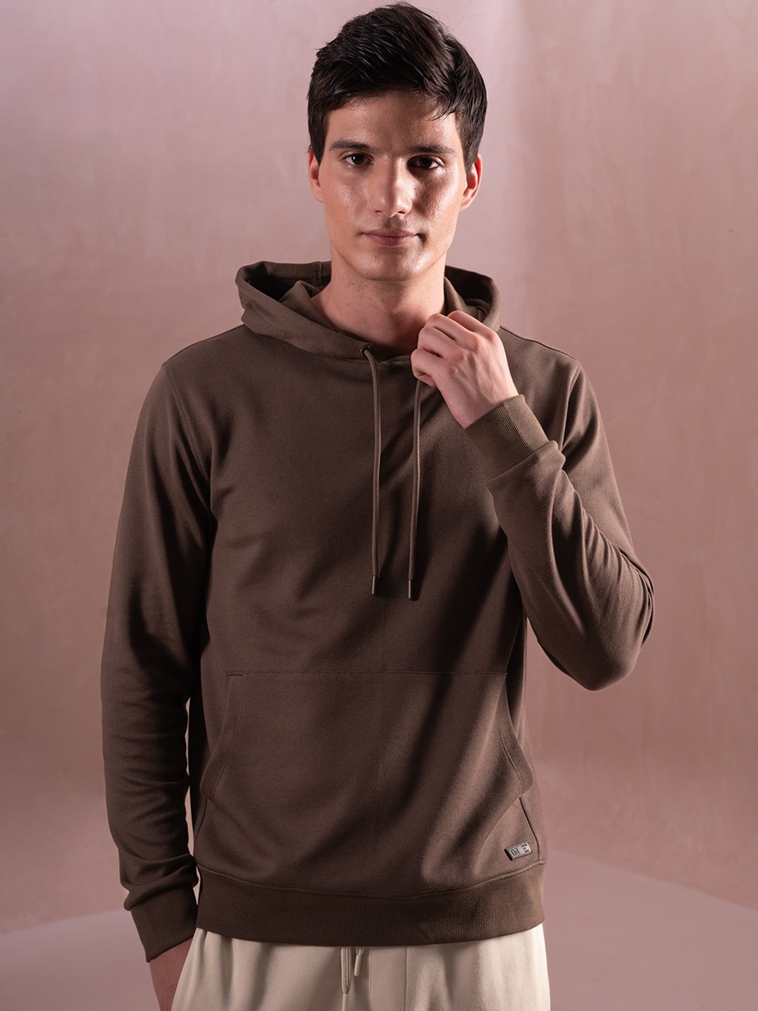

DAMENSCH Statement Elemental Soft premium Cotton Blend Hooded Sweatshirt, Brown