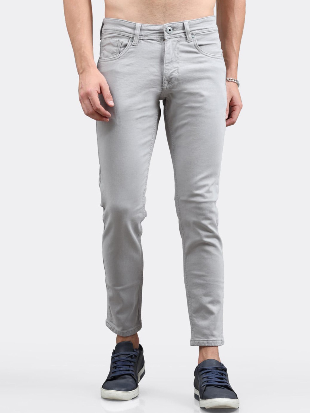 

BADMAASH Men Slim Fit Heavy Fade Clean Look Stretchable Jeans, Grey