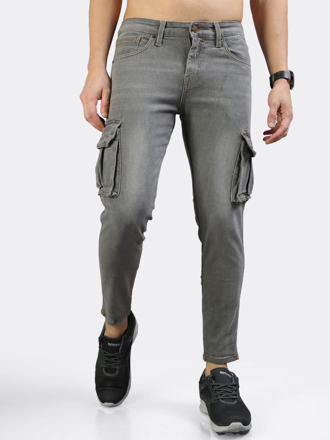 

BADMAASH Men Skinny Fit Light Fade Stretchable Jeans, Grey