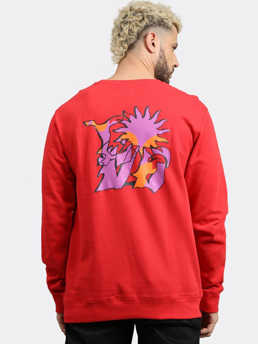

BADMAASH Printed Pure Cotton Sweatshirt, Red