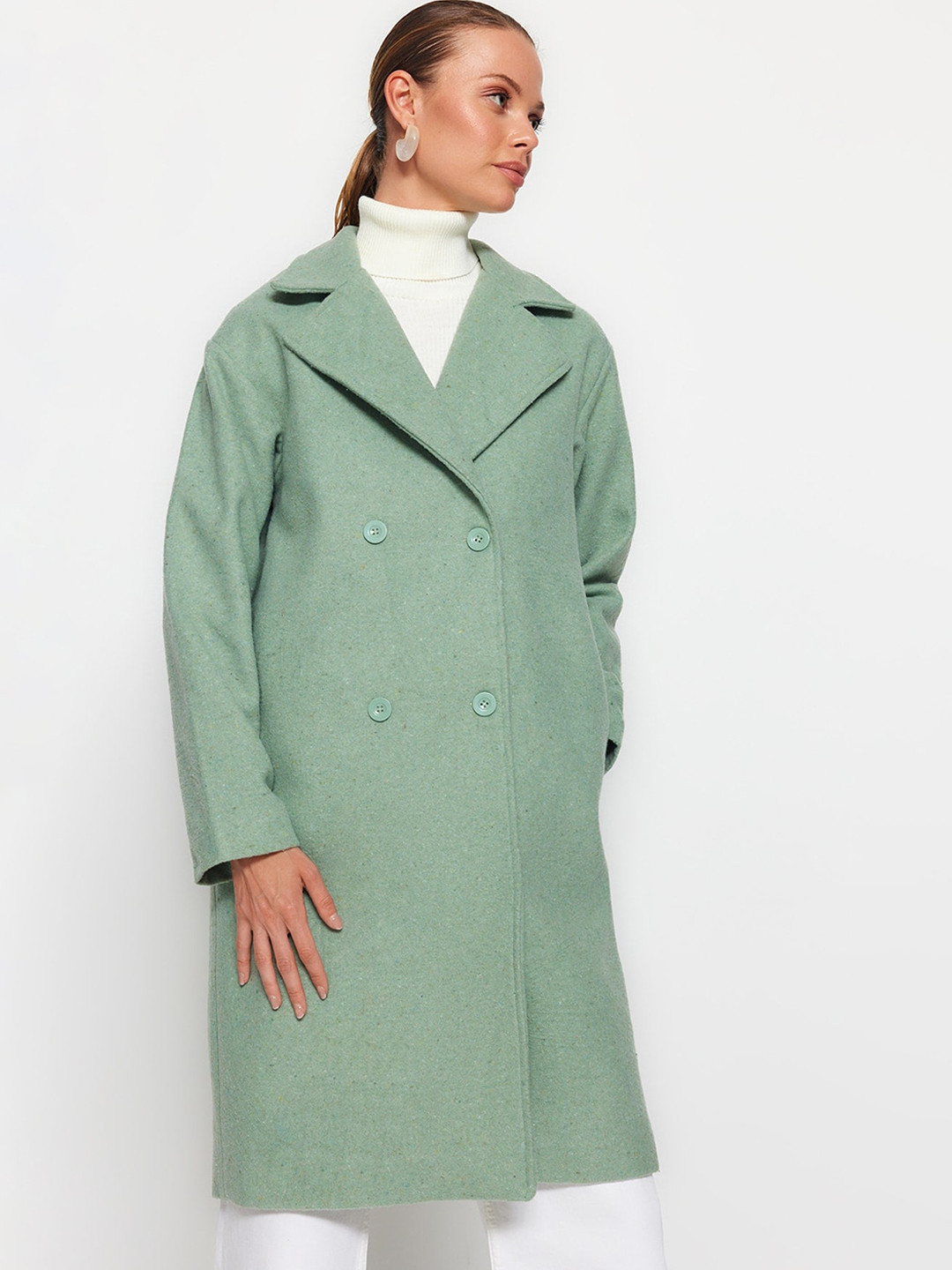 

Trendyol Double-Breasted Overcoats, Green
