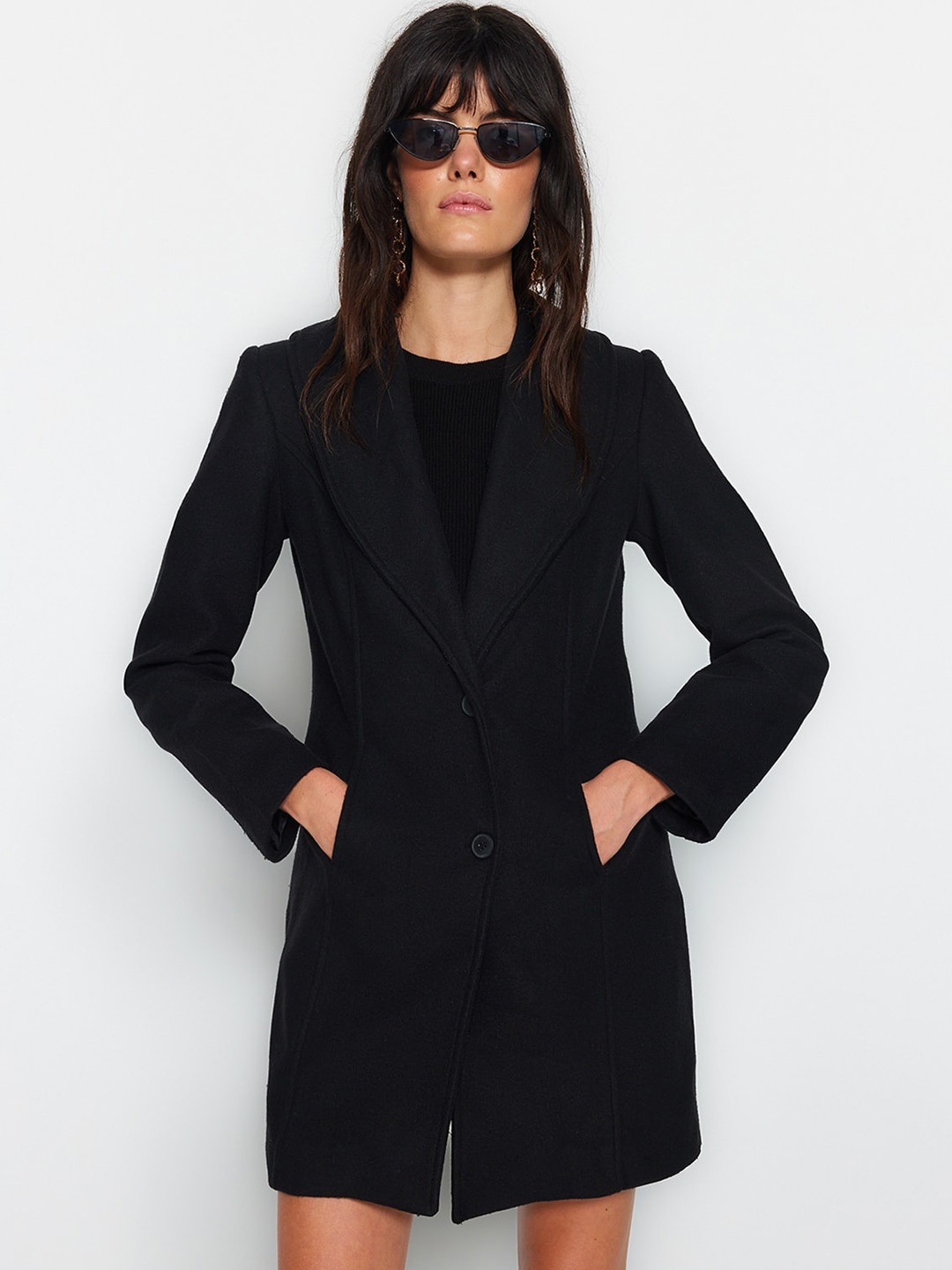 

Trendyol Single-Breasted Overcoat, Black