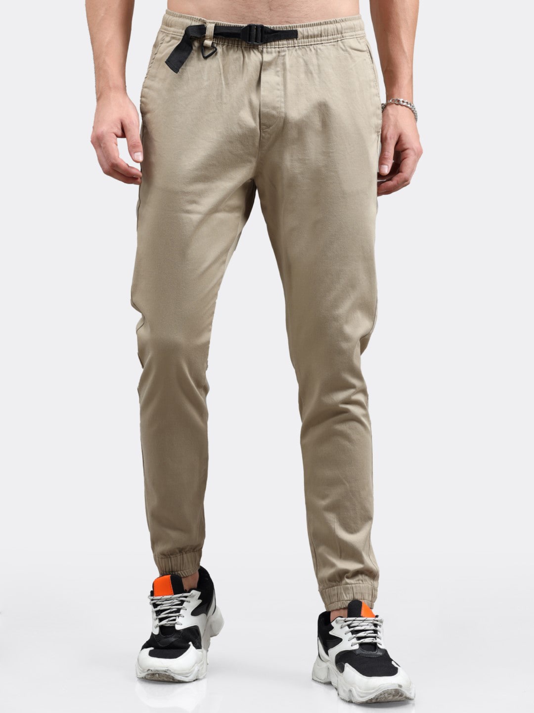 

BADMAASH Men Slim Fit Mid Rise Cotton Joggers, Brown