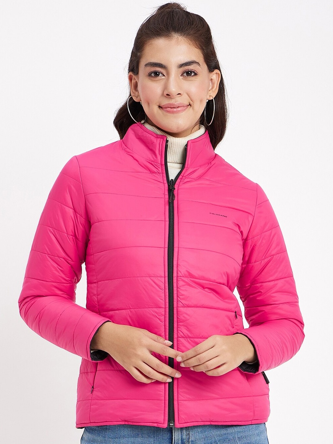 

Okane Mock Collar Reversible Puffer Jacket, Pink