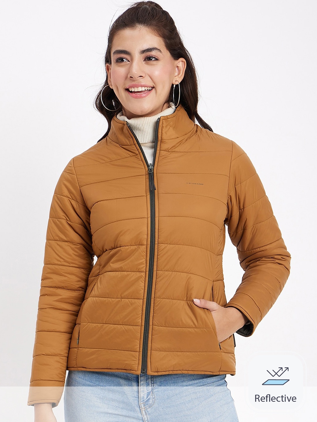

Okane Faux Fur Trim Reversible Padded Jacket, Tan