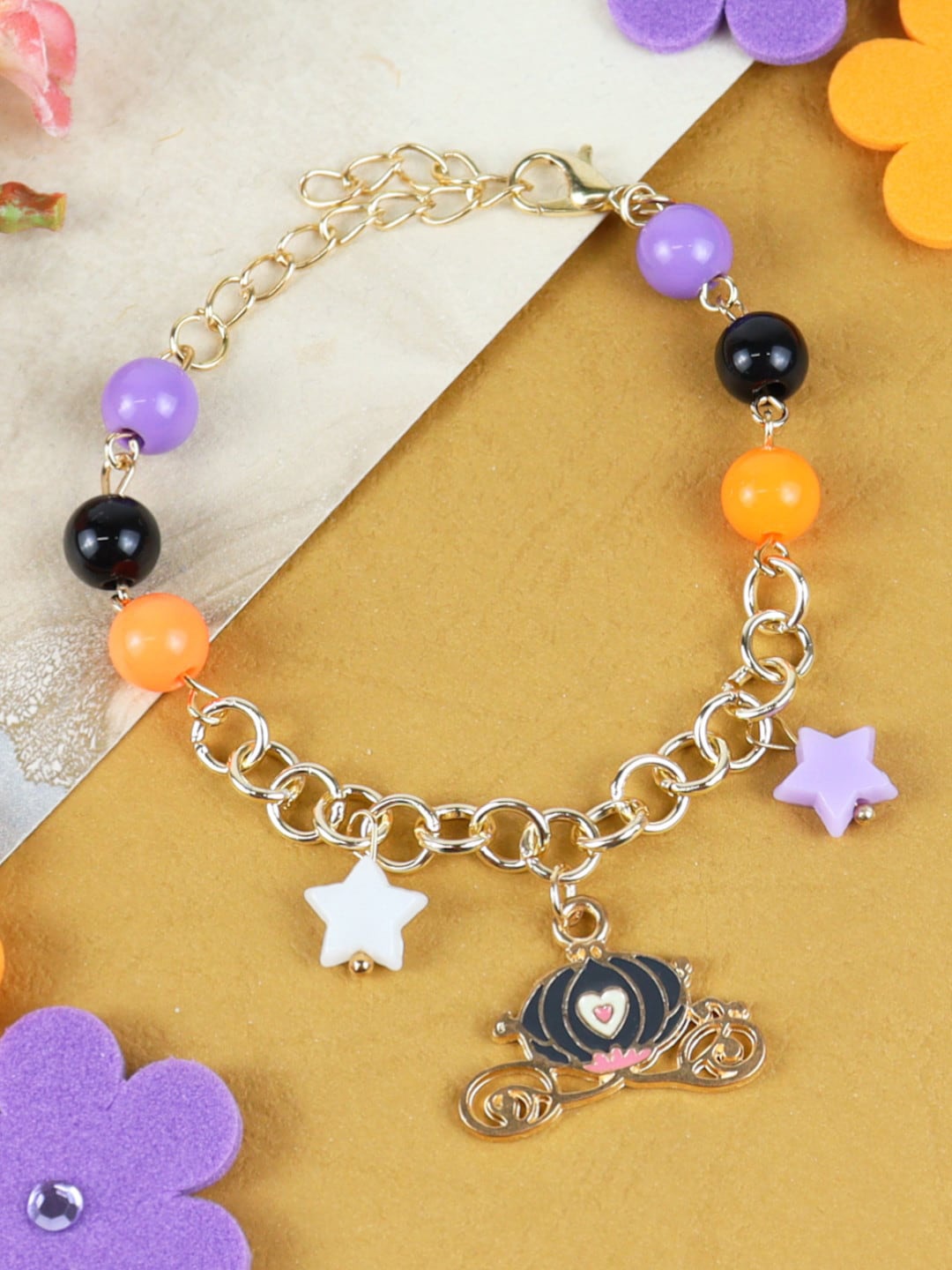 

Asthetika Kids Girls Gold-Plated Halloween Chariot Charm Bracelet