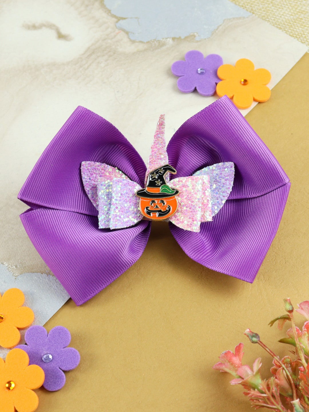 

Asthetika Kids Girls Purple & Orange Alligator Hair Clip