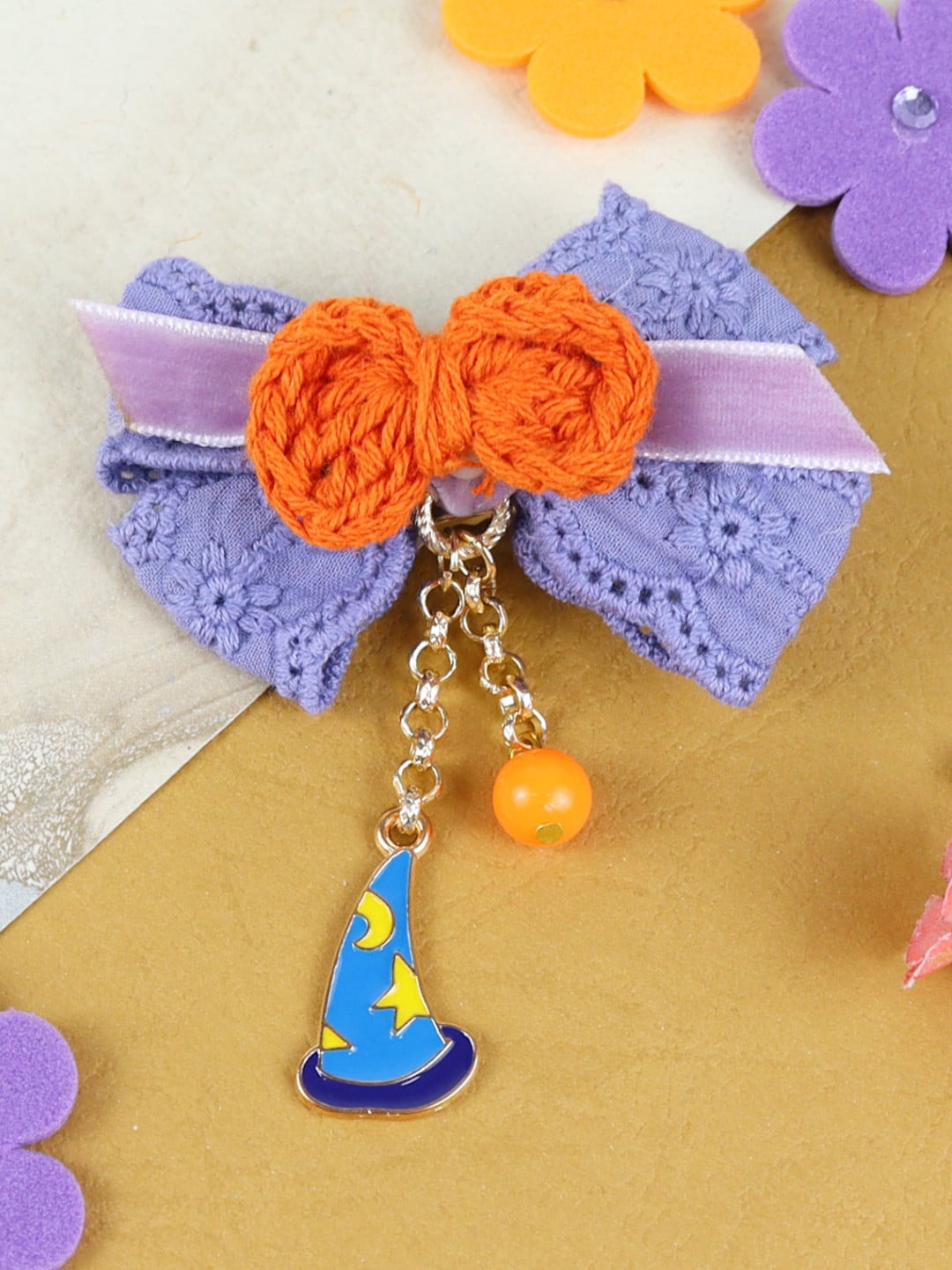 

Asthetika Kids Girls Purple & Orange Alligator Hair Clip