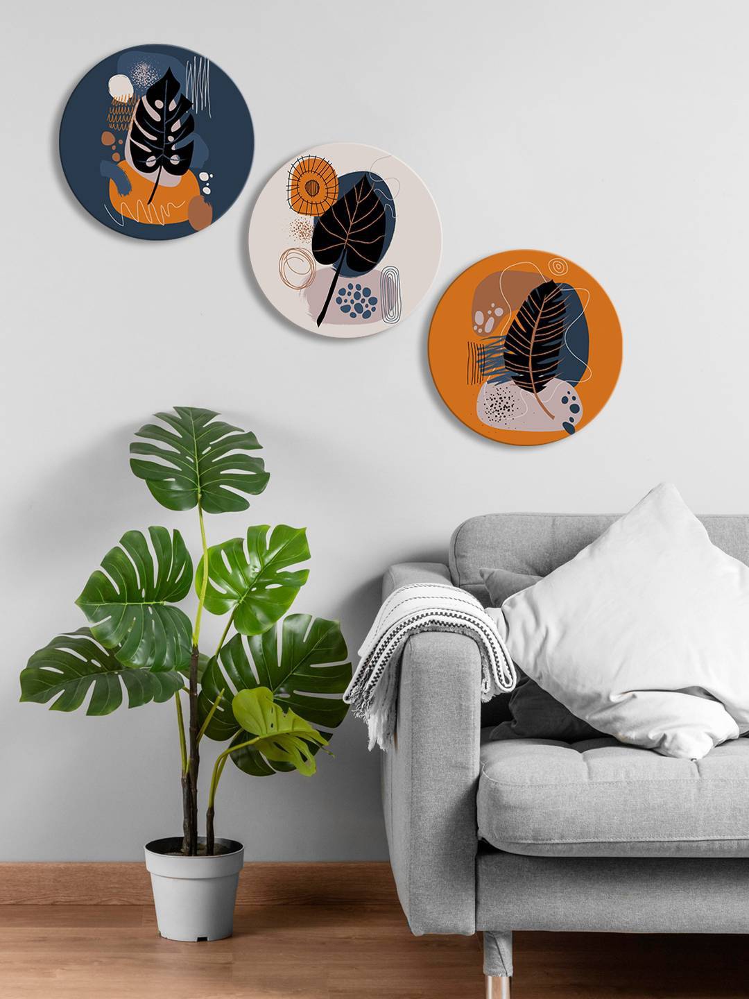 

999Store Brown & Black 3 Pieces Round Painting Wall Art