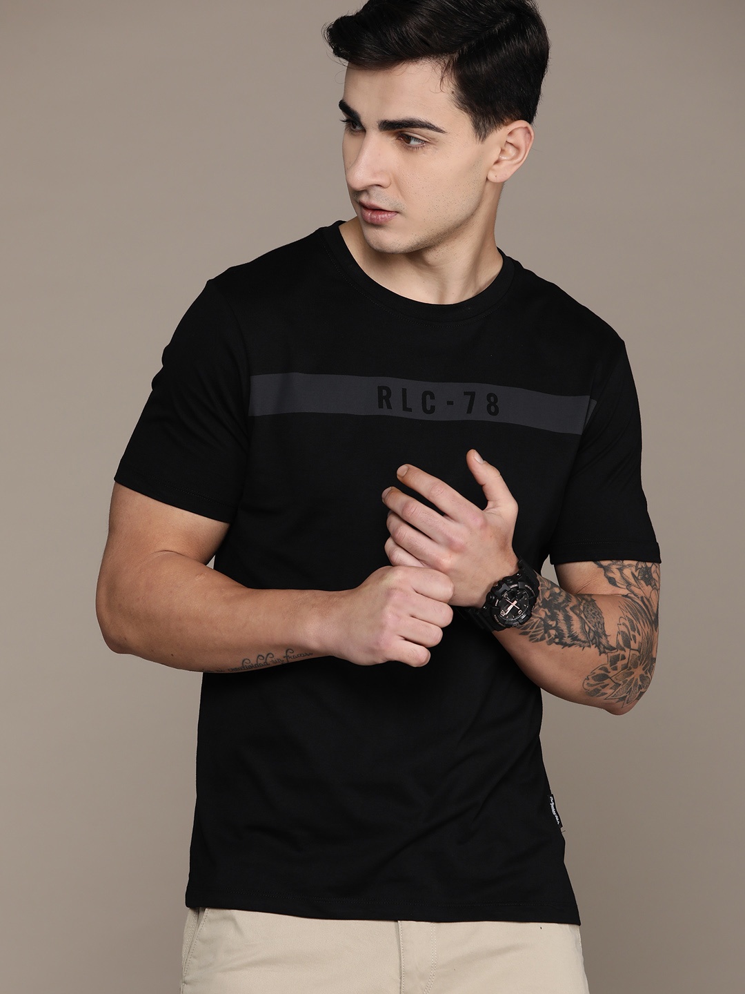 

The Roadster Lifestyle Co. Striped Pure Cotton T-shirt, Black