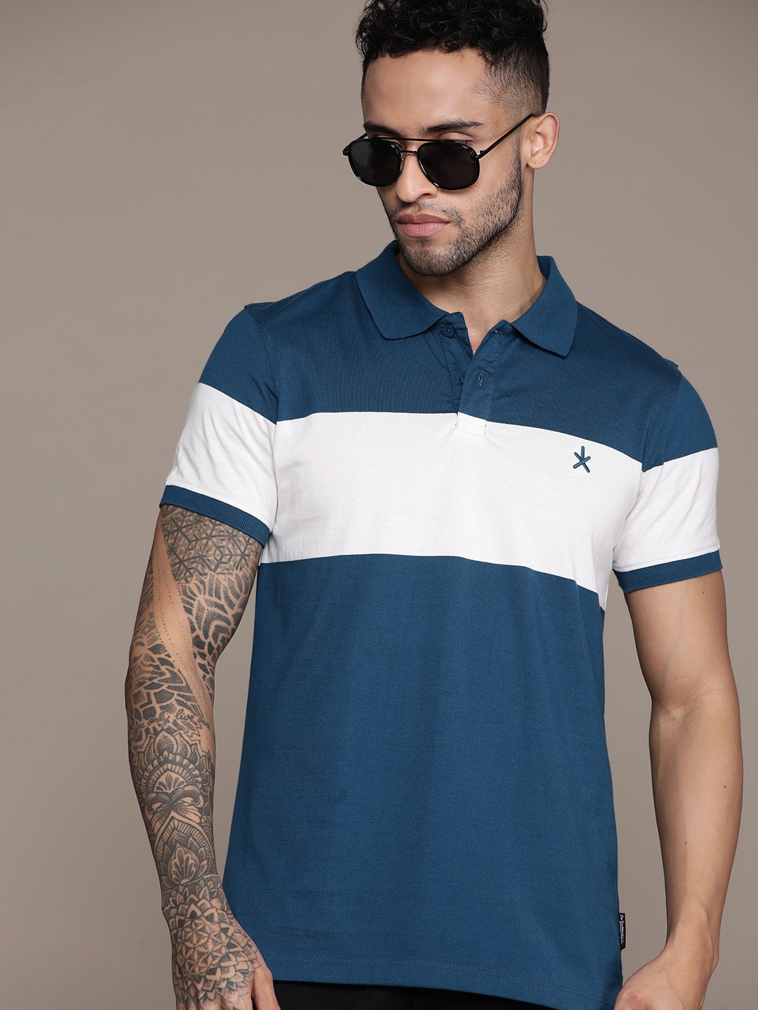 

The Roadster Lifestyle Co. Striped Polo Collar T-shirt, Blue