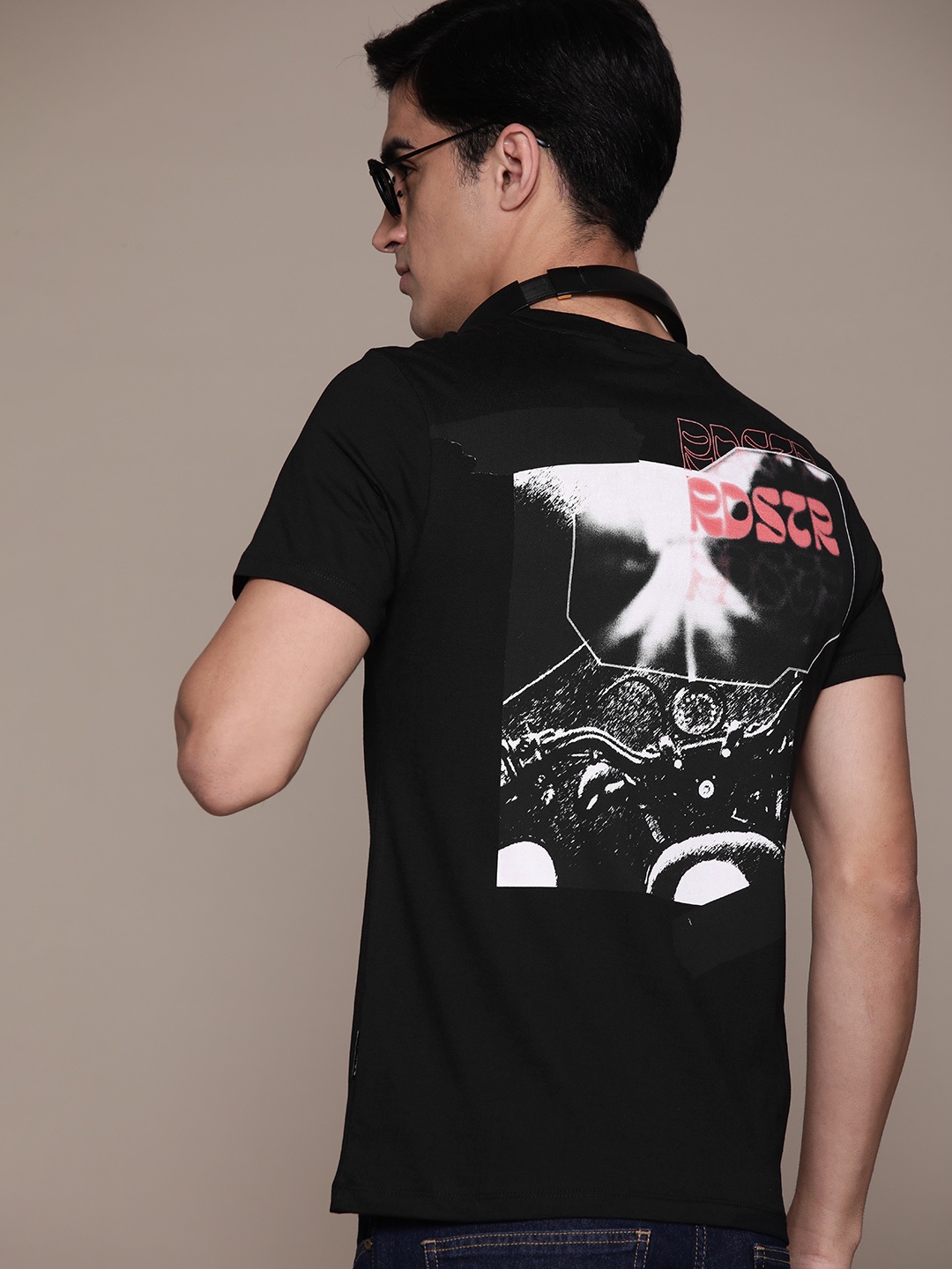 

The Roadster Lifestyle Co. Printed Pure Cotton T-shirt, Black