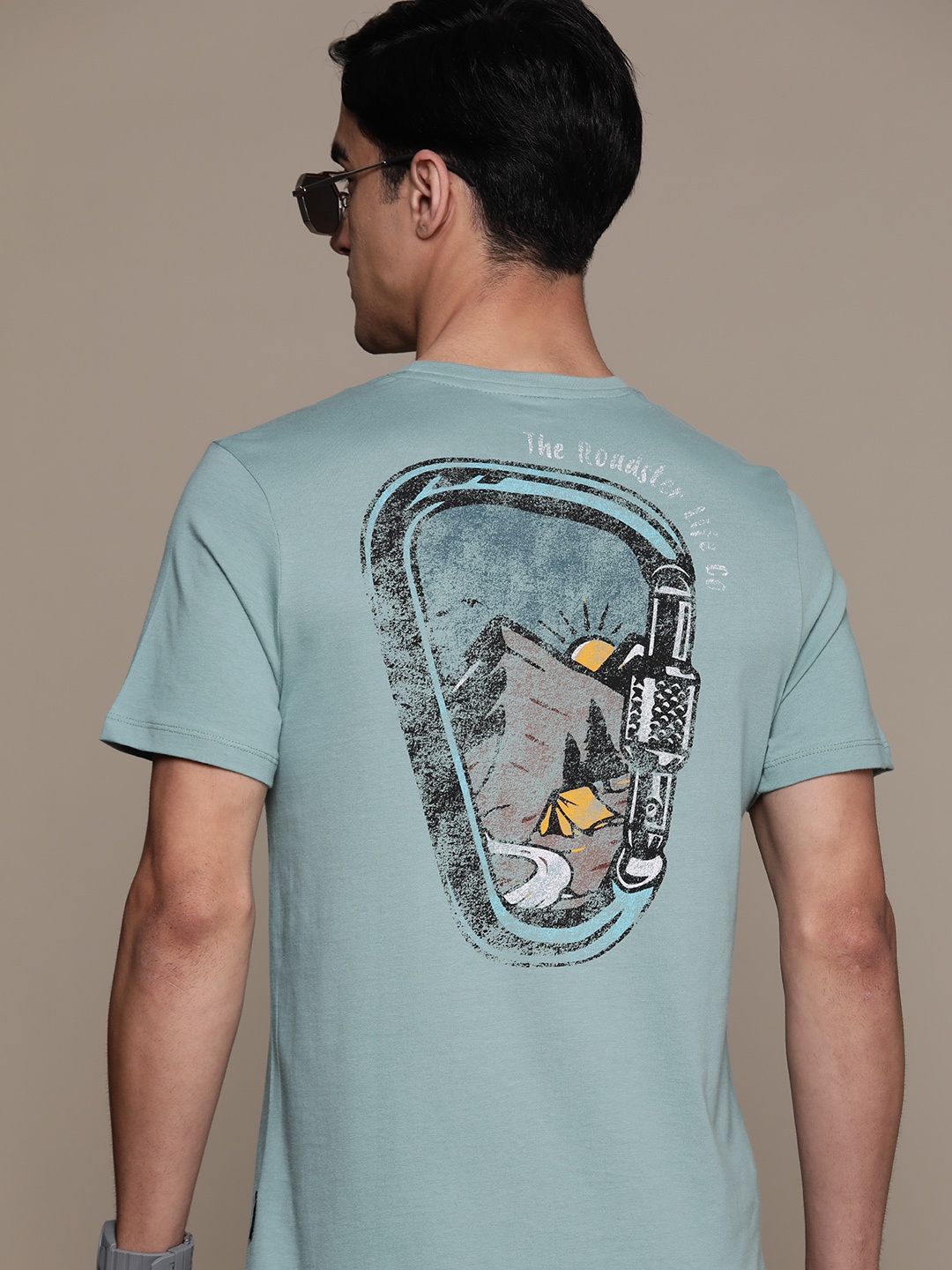 

The Roadster Lifestyle Co. Printed Back Pure Cotton T-shirt, Blue