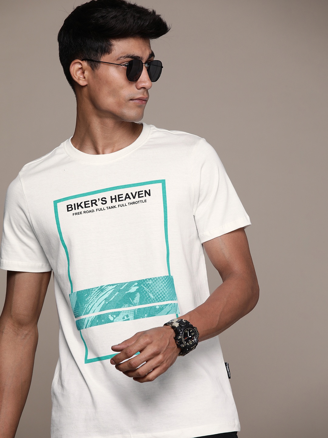 

The Roadster Lifestyle Co. Men Typography Printed Pure Cotton T-shirt, White