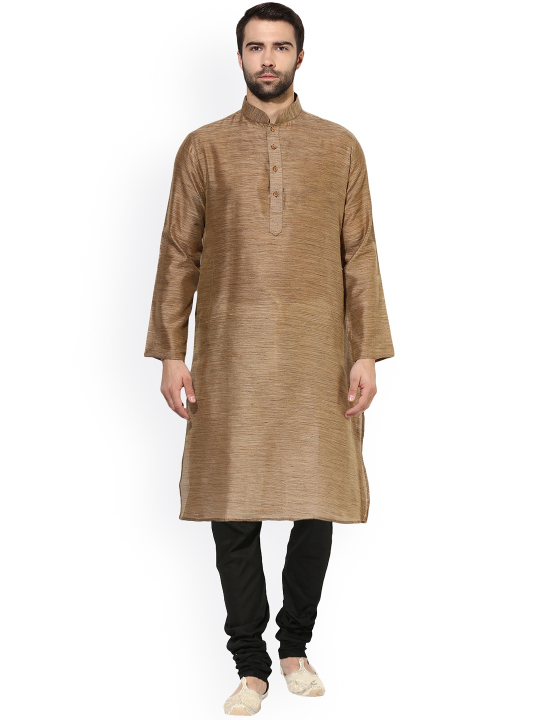 

KISAH Men Brown & Black Solid Kurta with Churidar