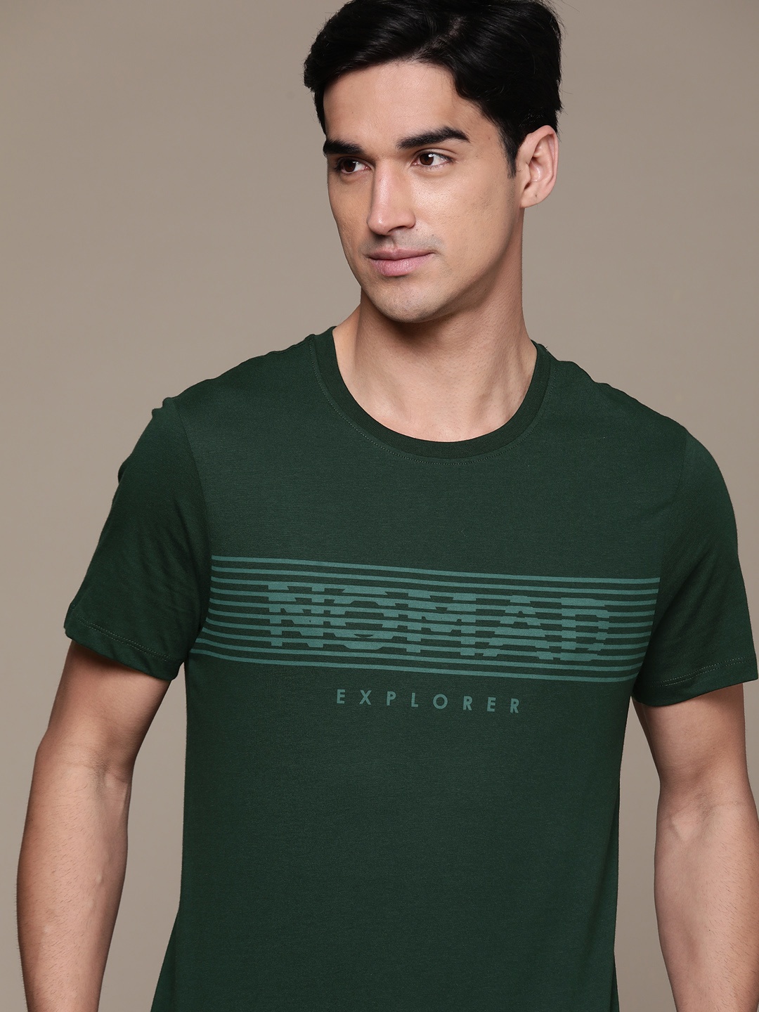 

The Roadster Lifestyle Co. Typography Printed Pure Cotton T-shirt, Green