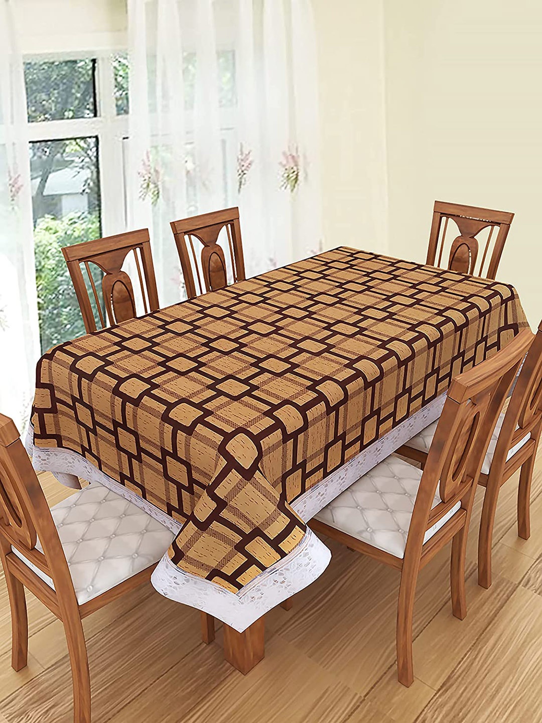 

Dakshya Industries Beige & Brown Printed 6-Seater Table Cover