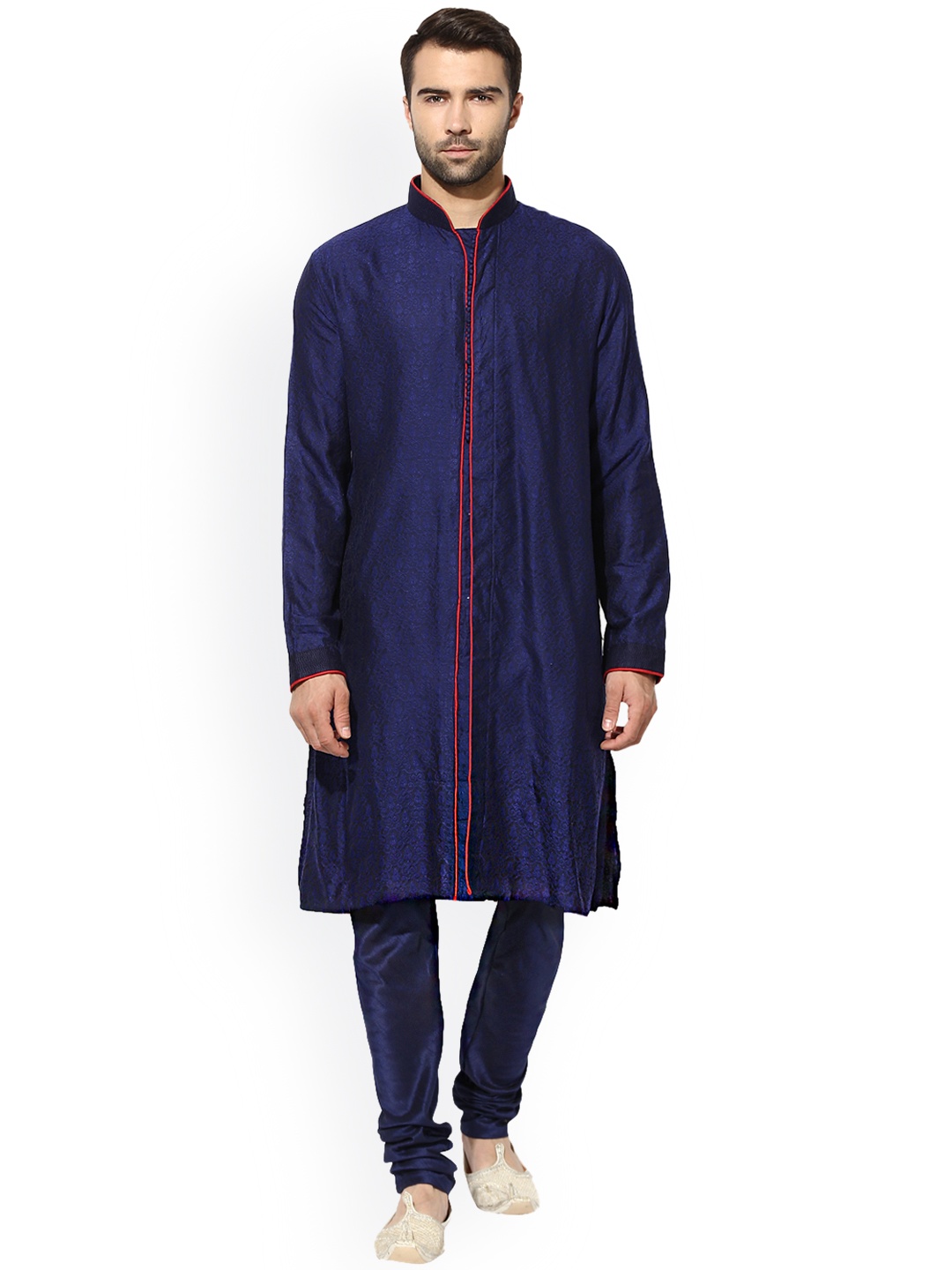 

KISAH Men Navy Blue Solid Kurta with Churidar