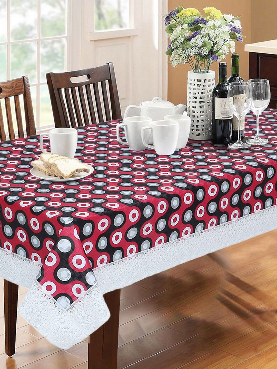 

Dakshya Industries Red & Black Printed 6-Seater Table Cover